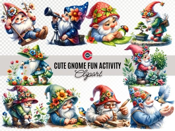 Download Cute Happy Gnome Fun with Nature Clipart - Premium Resources