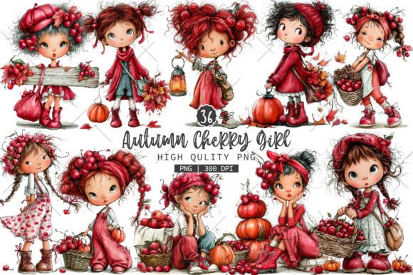 Download Autumn Cherry Girl PNG Clipart - Cherry girl Collection