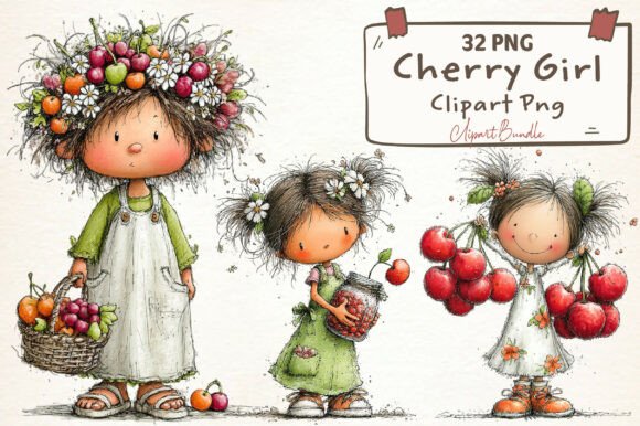 Download Watercolor Cherry Girl Clipart Png - Cherry girl Collection