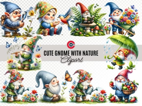 Download Cute Happy Gnome Fun with Nature Clipart - Premium Resources