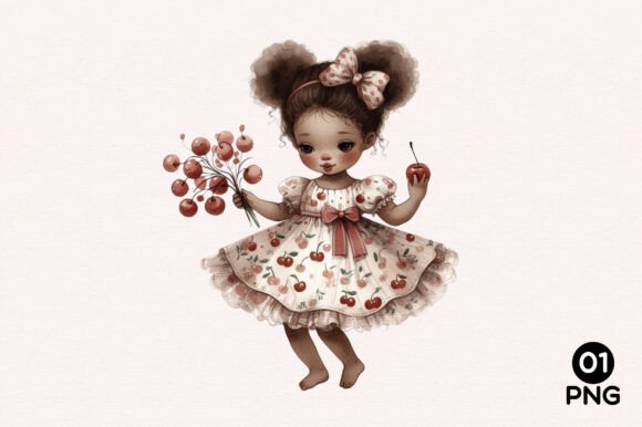 Download Watercolor Cherry Girl Clipart - Cherry girl Collection
