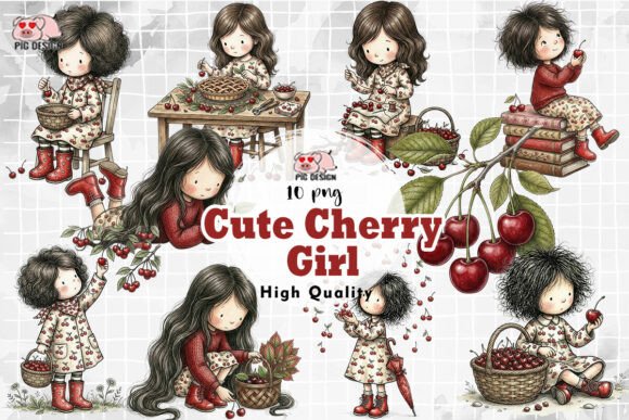 Download Cute Cherry Girl PNG - Premium Bundle