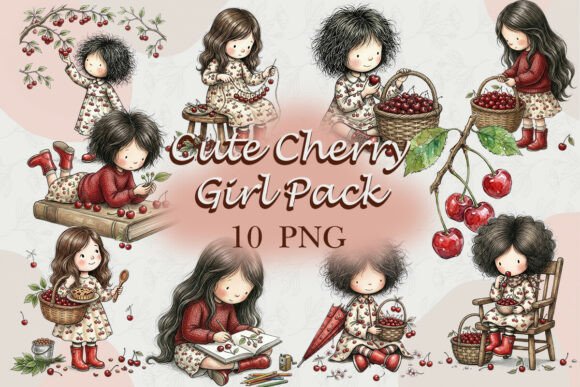 Download Cute Cherry Girl Pack PNG - Premium Bundle
