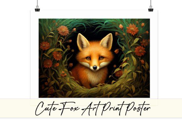 Download Cute Baby Fox in Nature Art Print Poster - Premium Resources